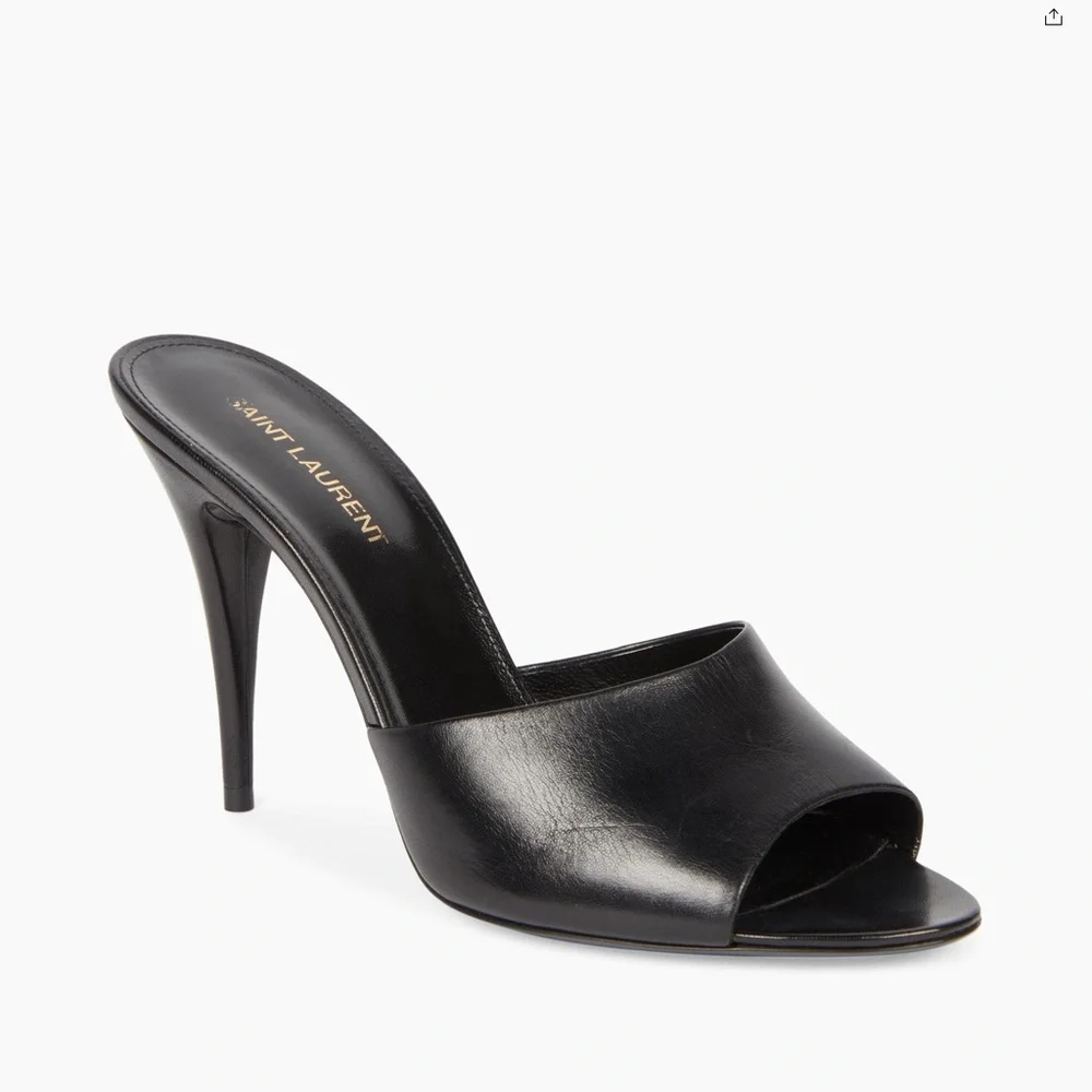 SAINT LAURENT LA 16 LEATHER 105 MULES - Picture 1 of 14